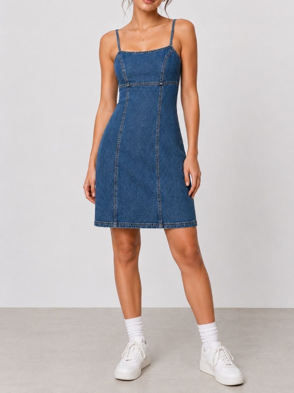 Old Navy Dark Blue Denim Slip Dress with Thin Straps. Size 4 - Picture 1 of 4